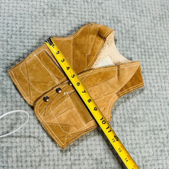 Vintage BABY Brown Leather Patchwork Leather Sherpa Lined Western Vest - Picture 6 of 6